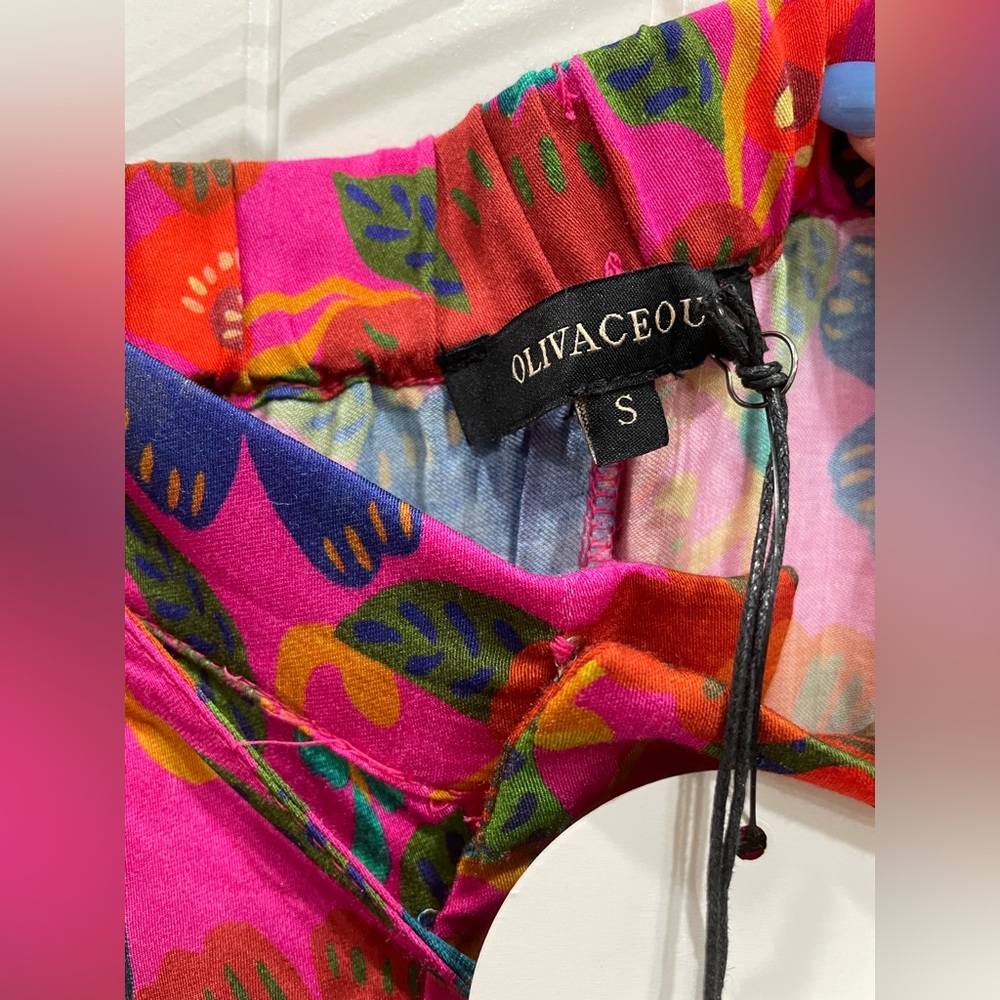 NWT Olivaceous Pink Red Blue Floral Wide-Leg Pants Sz S - Picture 8 of 9